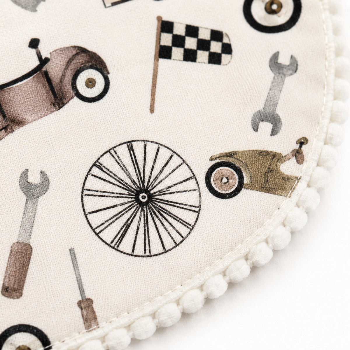 ALPACA PREMIUM 2 COTTON BIBS WITH SOFT SILICON SPOON RACING CAR PRINT