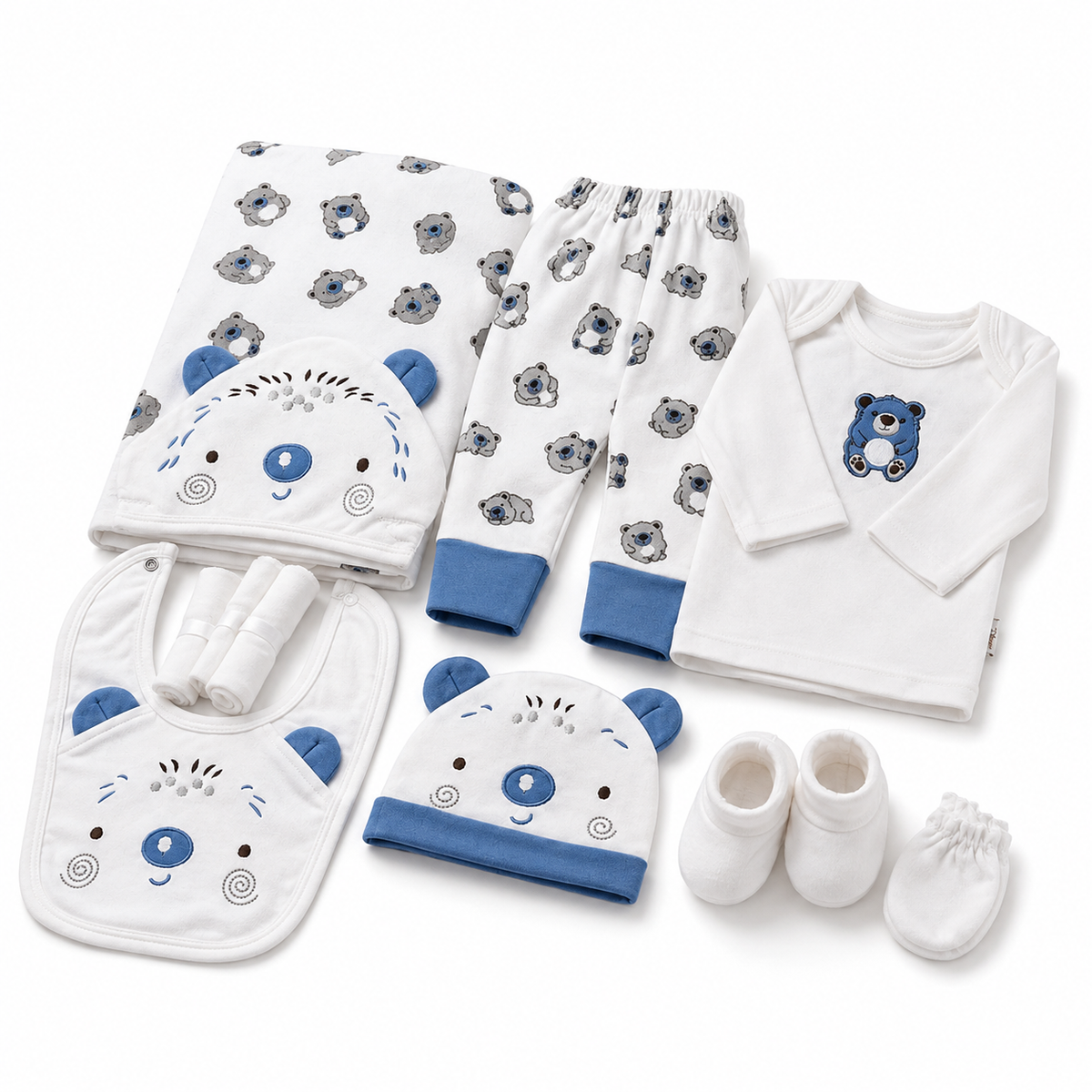 11-Piece Newborn Essentials Starter Set - Koala Print, Blue