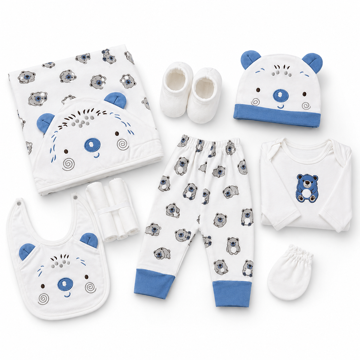 11-Piece Newborn Essentials Starter Set - Koala Print, Blue