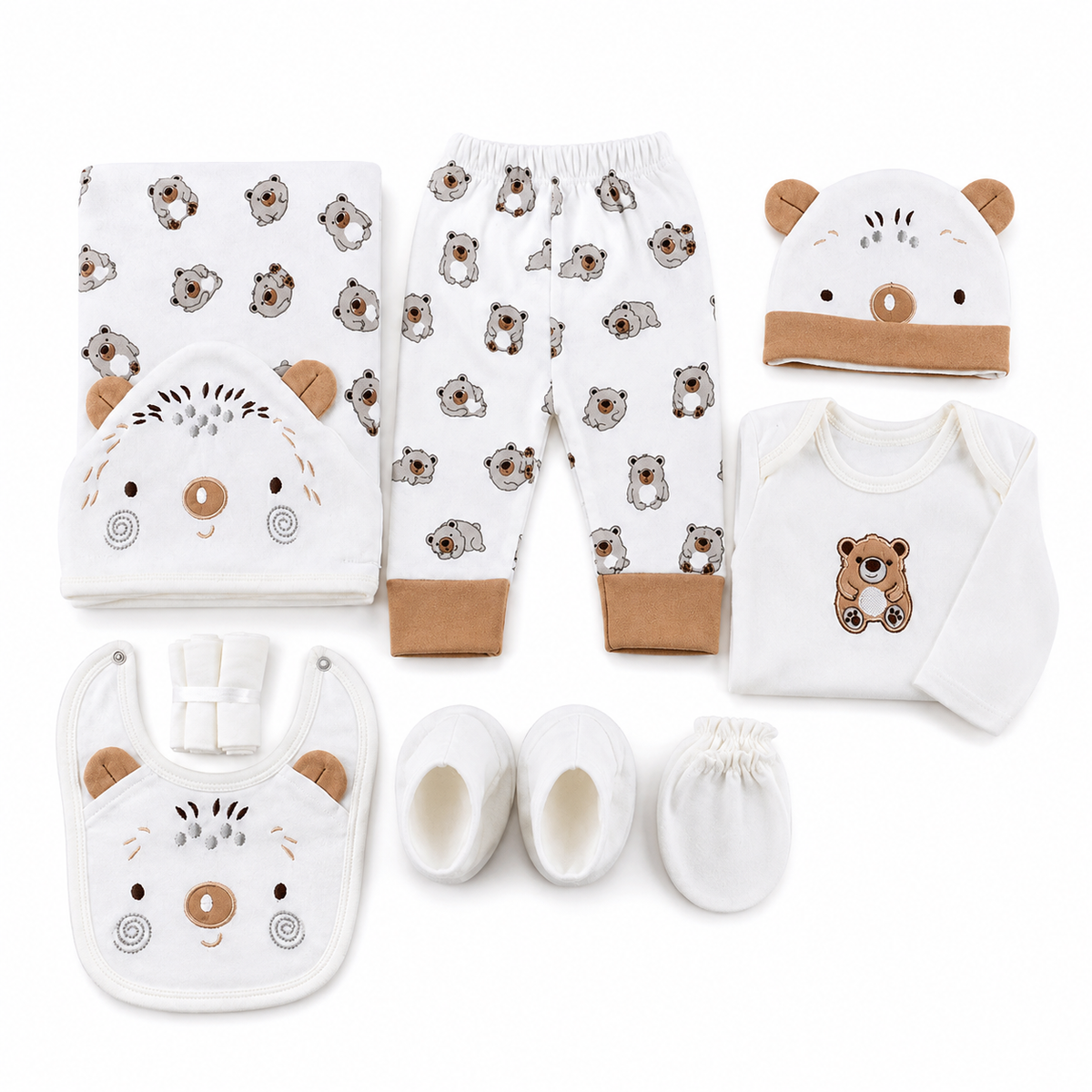 11-Piece Newborn Essentials Starter Set - Koala Print, Brown