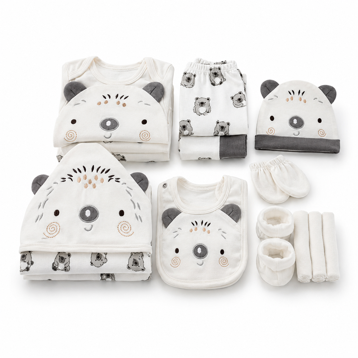 11-Piece Newborn Essentials Starter Set - Koala Print, Grey
