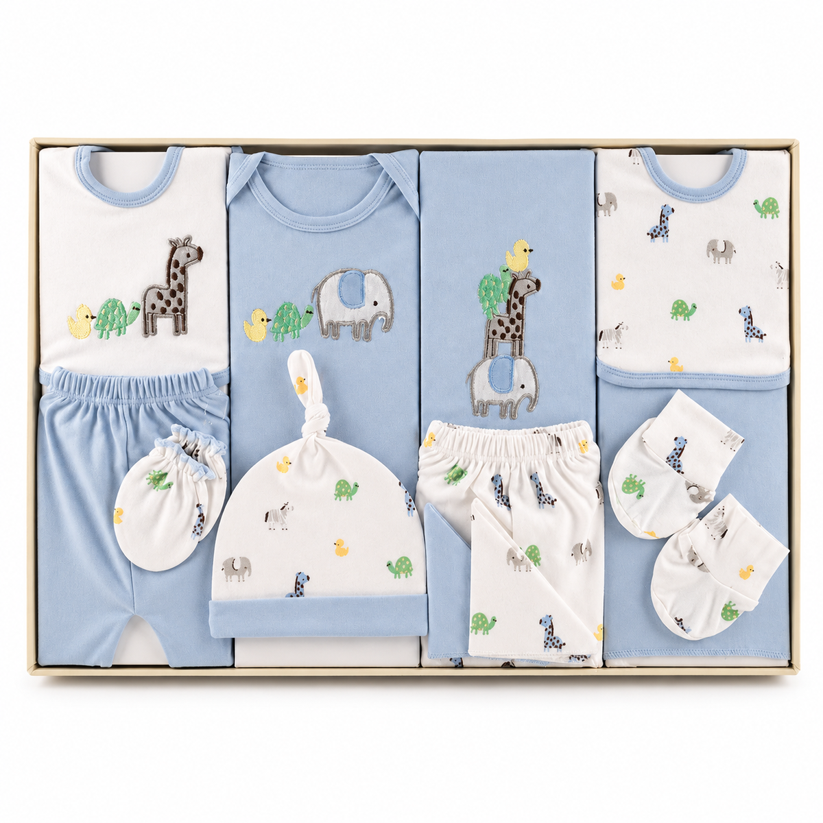 Gift Box 12 Pcs Baby Dream Cute Animals Sky Blue/White