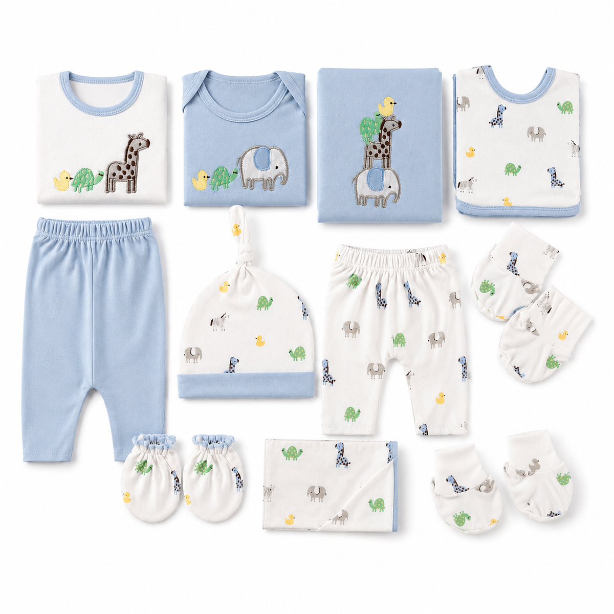 Gift Box 12 Pcs Baby Dream Cute Animals Sky Blue/White