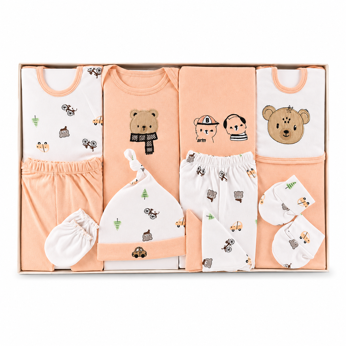 Gift Box 12 Pcs Baby Dream Cute Bear Peach/White
