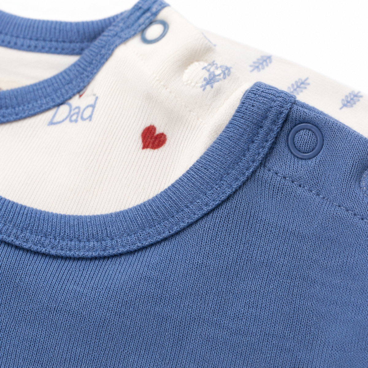 Baby Cotton Rompers 3-Pack – Blue & White Mom & Dad Print