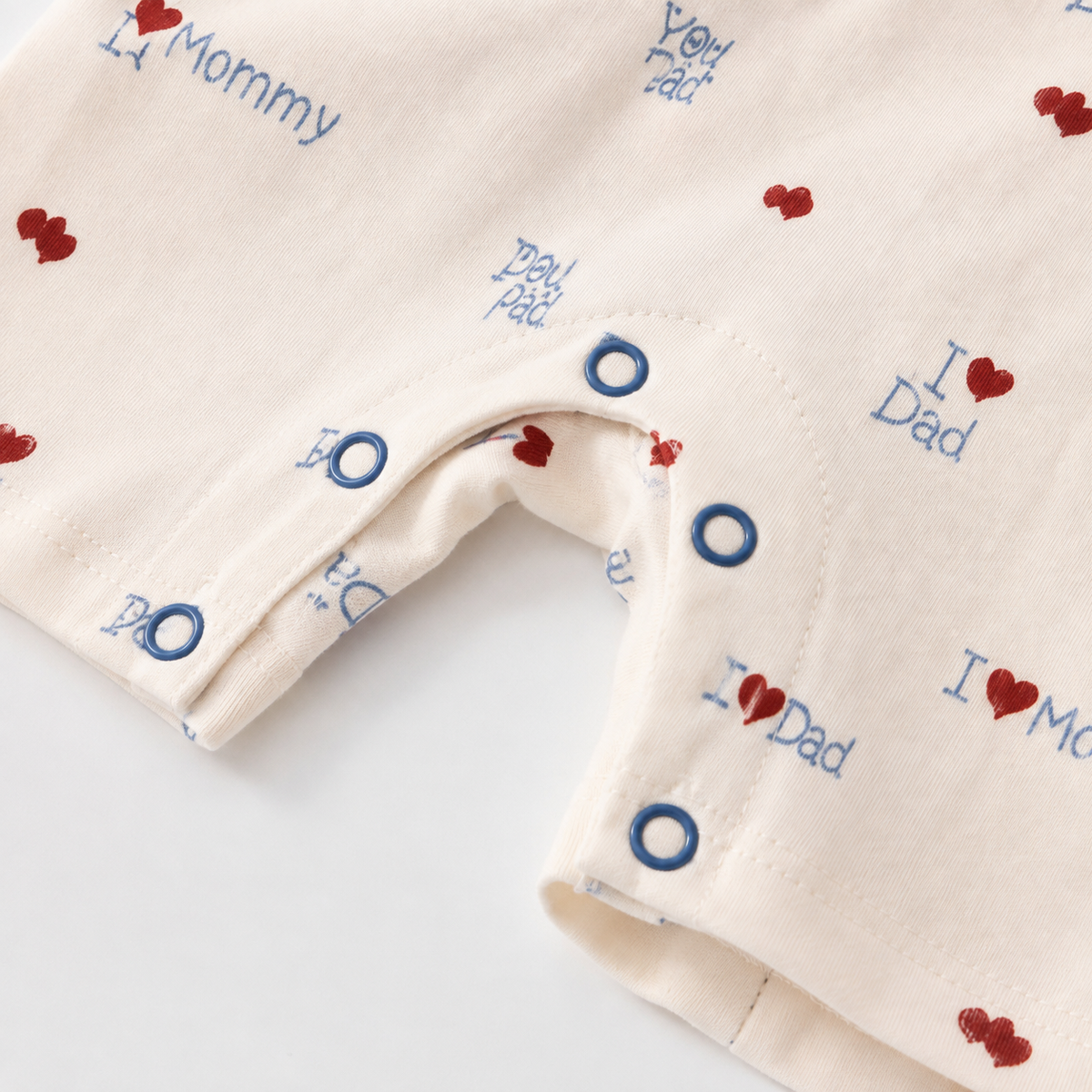 Baby Cotton Rompers 3-Pack – Blue & White Mom & Dad Print