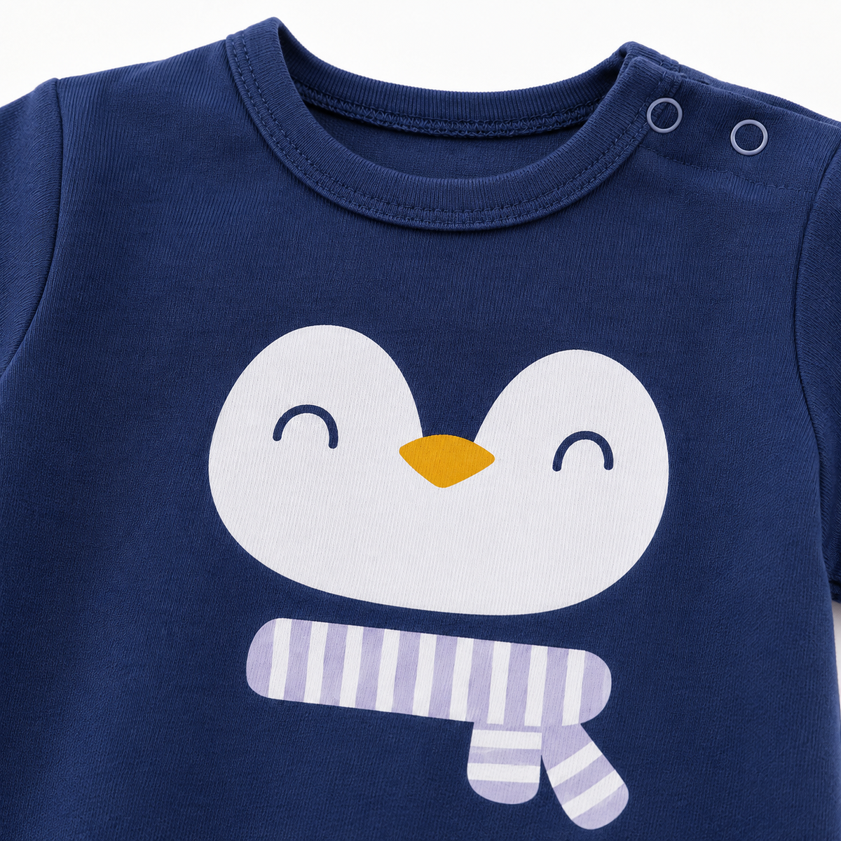 Baby Cotton Rompers 3-Pack – Navy Blue Penguin Print
