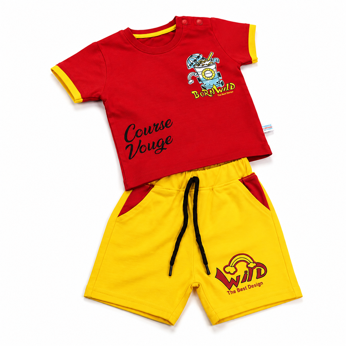 Imported Soft Cool Fabric Summer Outfit - Red & Yellow