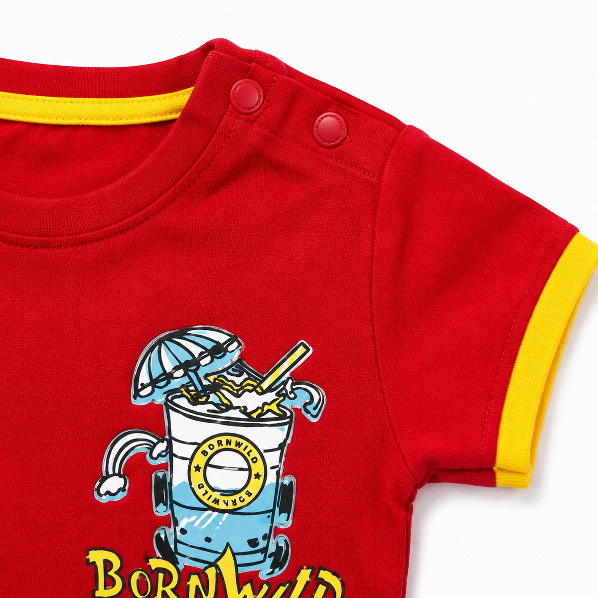 Imported Soft Cool Fabric Summer Outfit - Red & Yellow