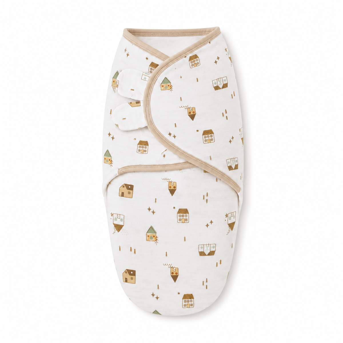 Baby Swaddle Wrap – White & Peach Cottage Print by Kidzo