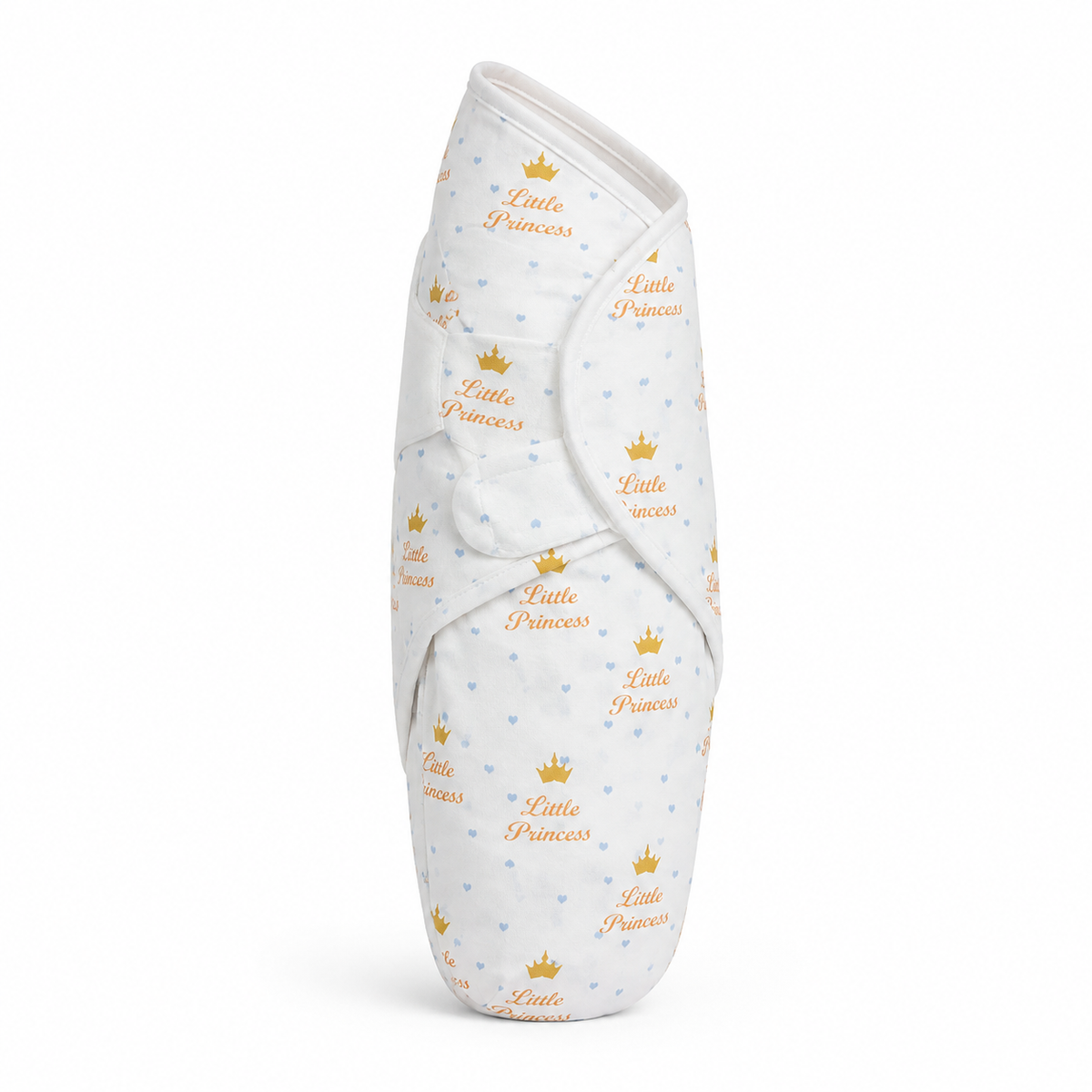 Baby Swaddle Wrap – White Princess Crown Print by Kidzo