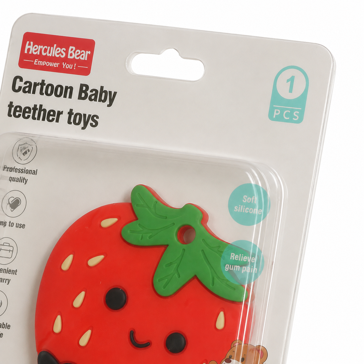 Teether Strawberry Red Hercules Bear