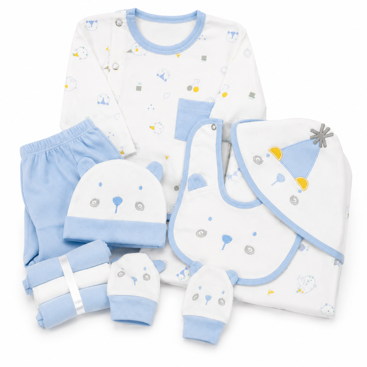Newborn Starter Set 10-Piece, Blue Joker Print