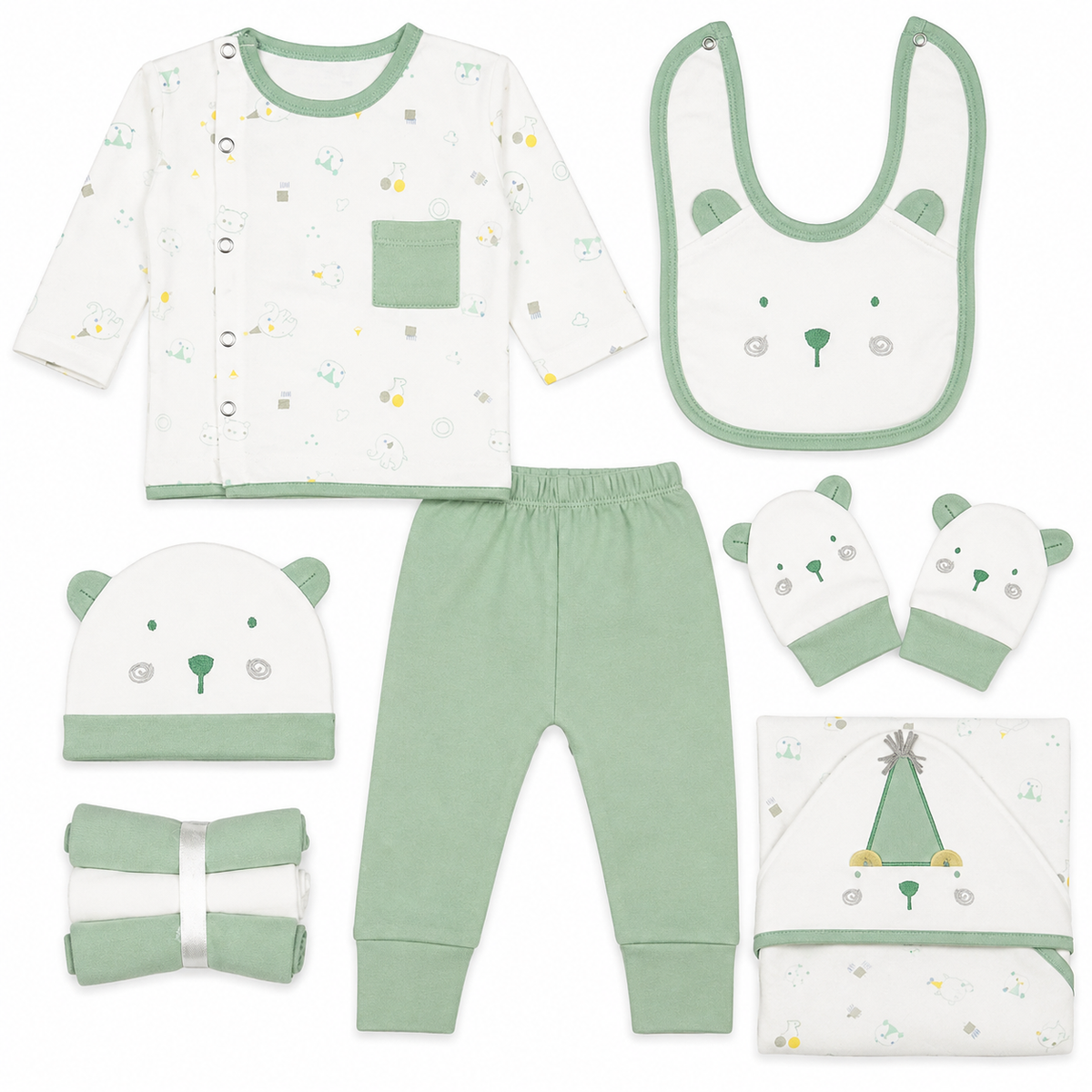 Newborn Starter Set 10-Piece, Green Joker Print