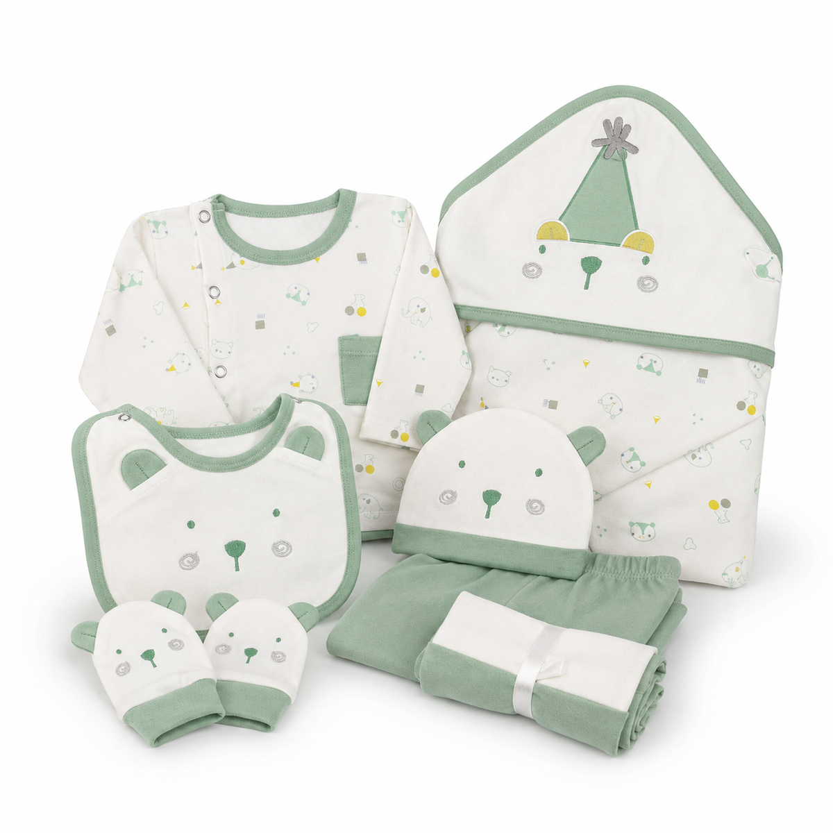 Newborn Starter Set 10-Piece, Green Joker Print
