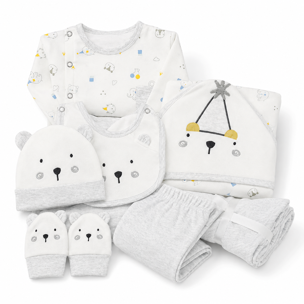 Newborn Starter Set 10-Piece, Grey Joker Print