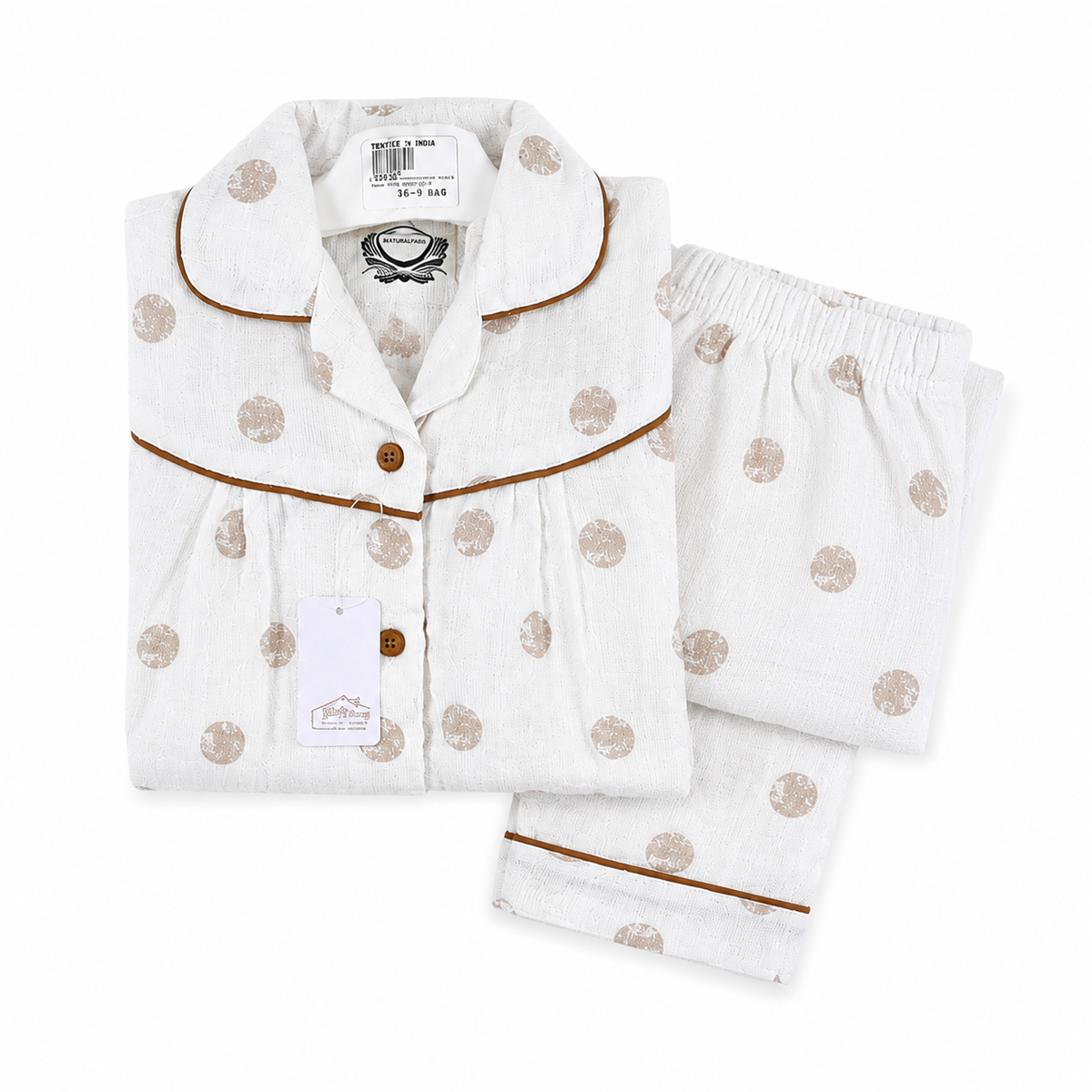 Kidzo Baby Night Suits Dotted Print Brown