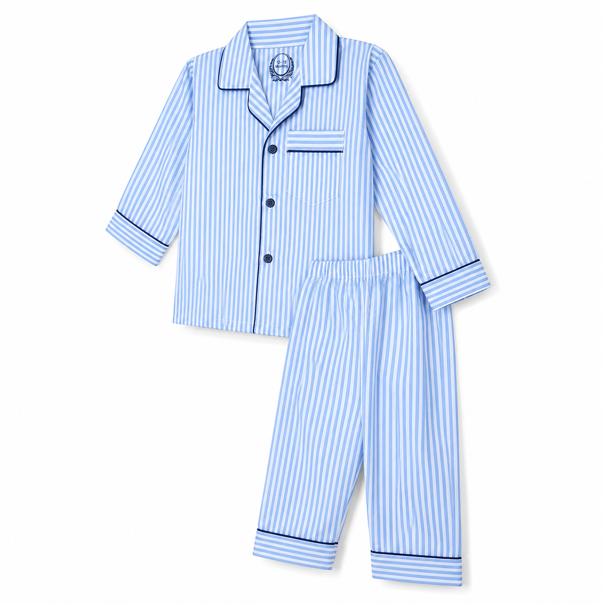 Kidzo Night Suit Striped Blue Line with Pocket