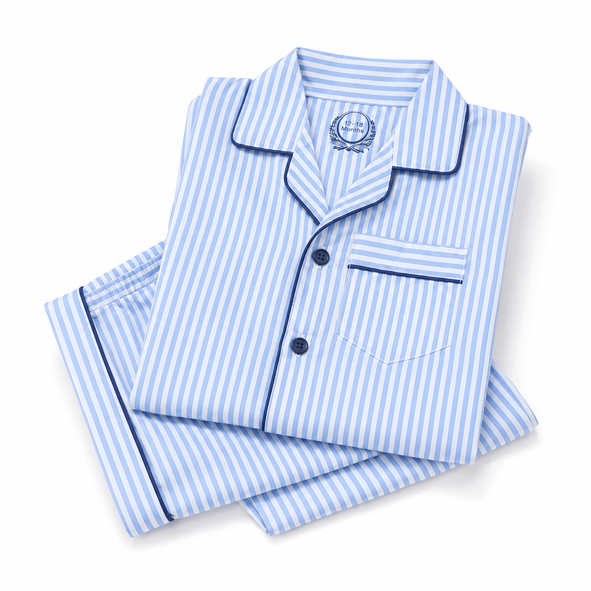 Kidzo Night Suit Striped Blue Line with Pocket