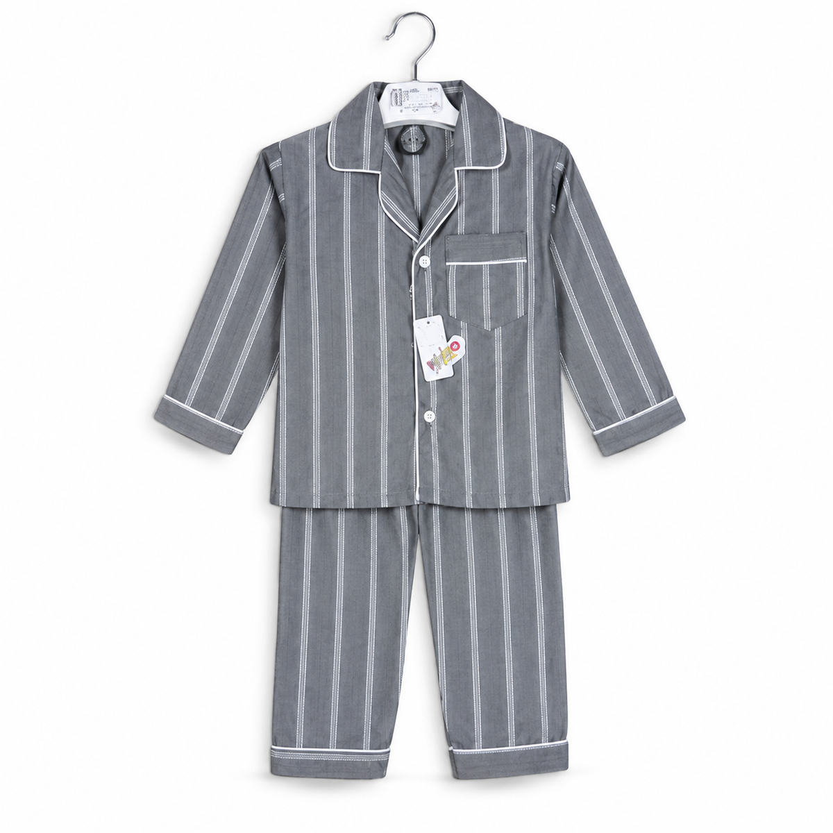 KIDZO BABY 2PCS SUIT LINE PRINTED GREY WITH POCKET