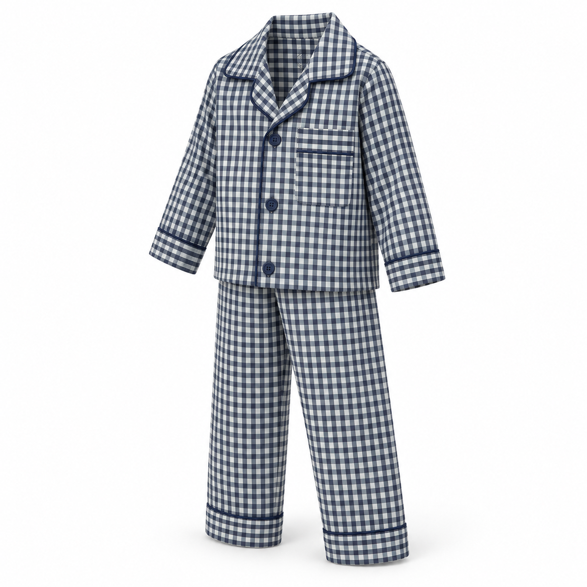 KIDZO BABY NIGHT SUIT CHECK BLUE WITH POCKET
