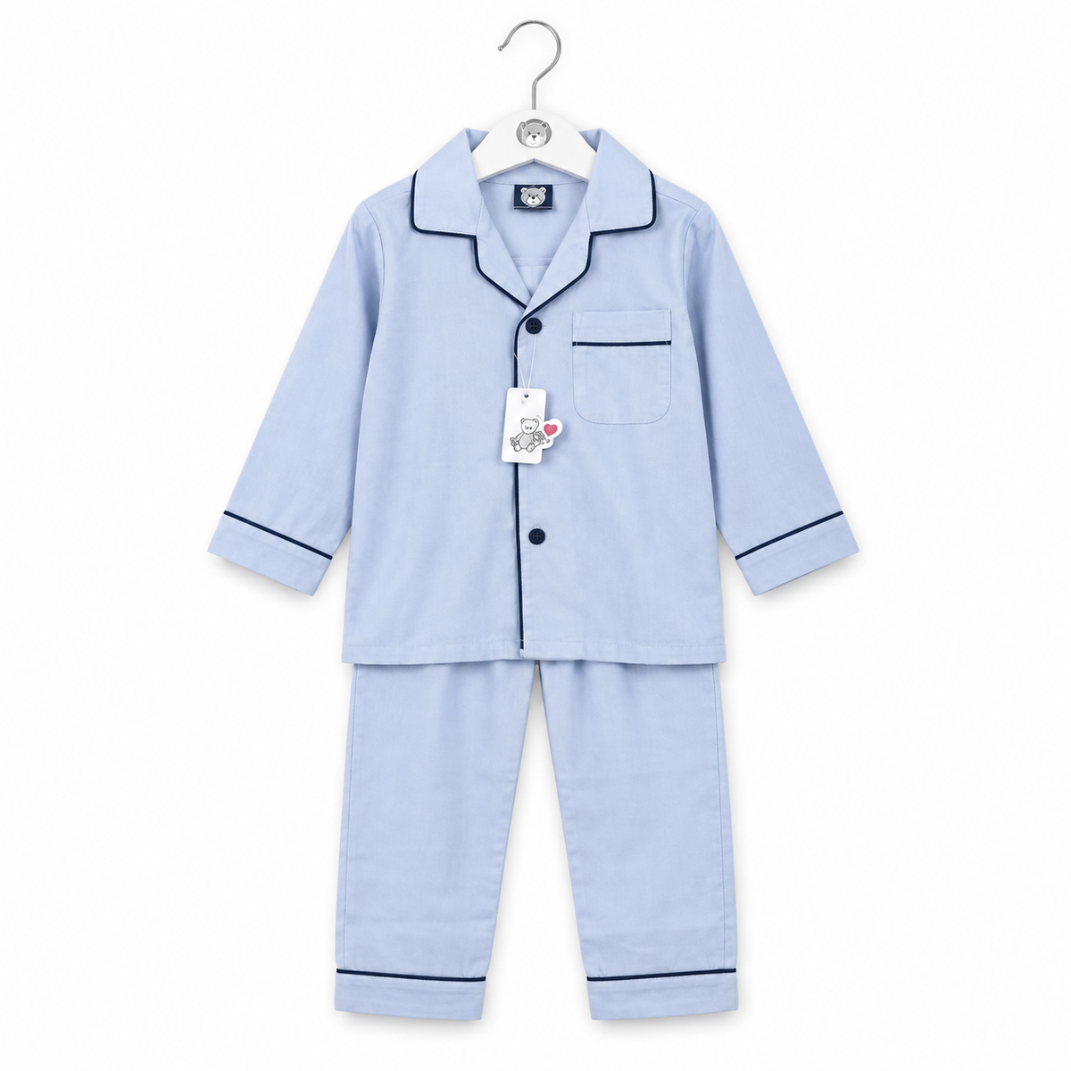 KIDZO BABY NIGHT SUIT TINY LINE PRINTED LIGHT BLUE WITH POCKET