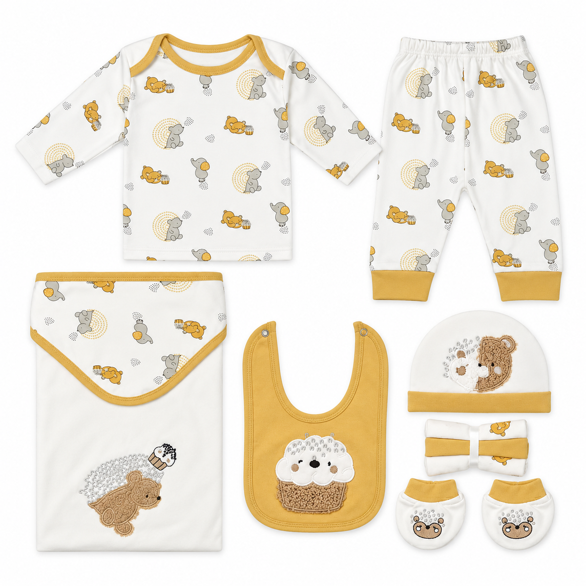 BABY STARTER SET 10 PIECES BEAR/CUPCAKE BROWN