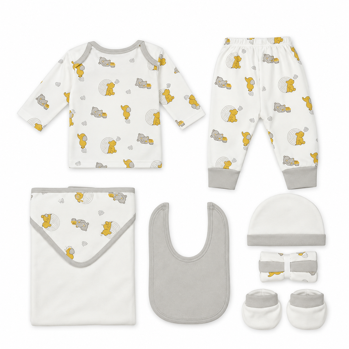 BABY STARTER SET 10 PIECES BEAR/CUPCAKE GREY