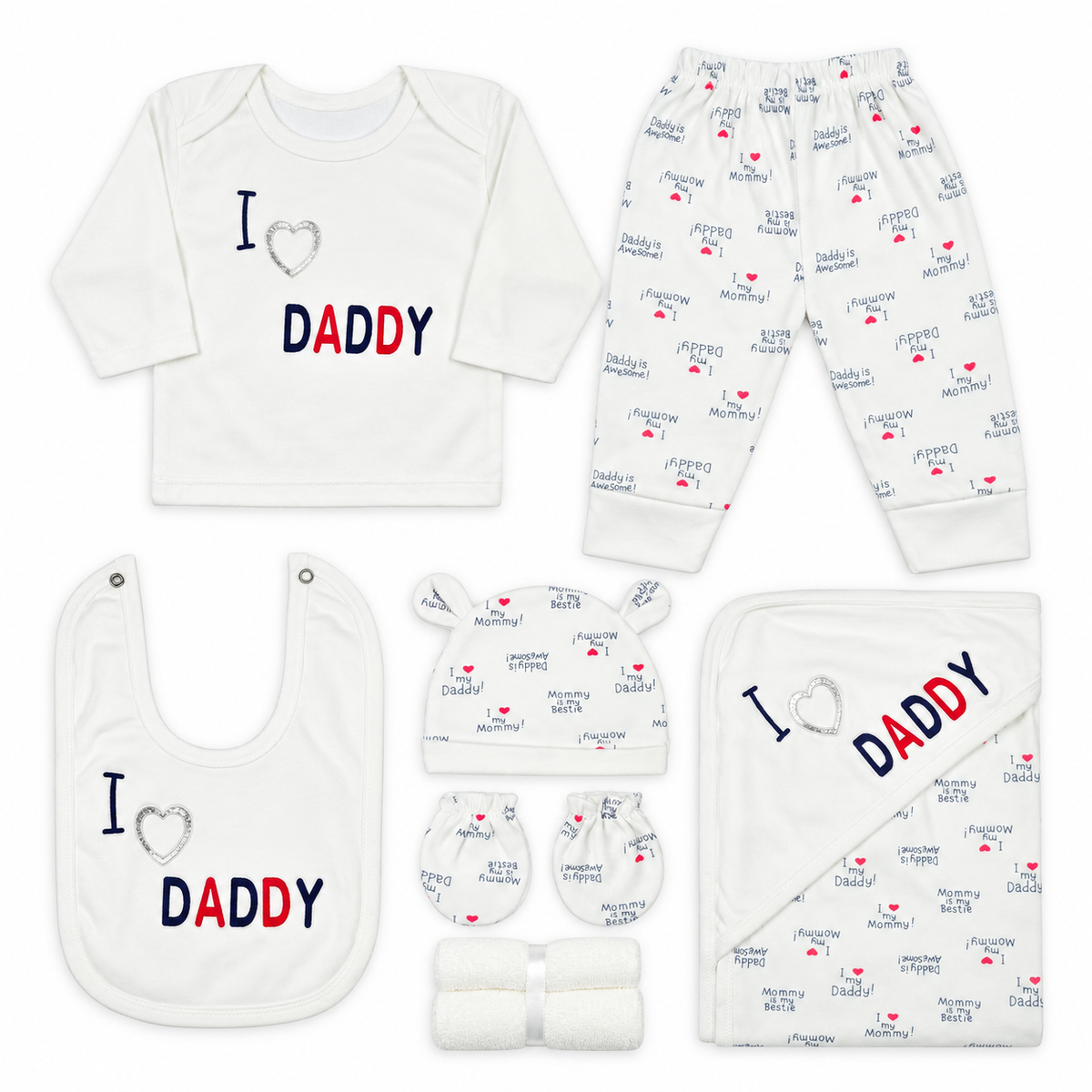 BABY STARTER SET 11 PIECES I LOVE DADDY WHITE