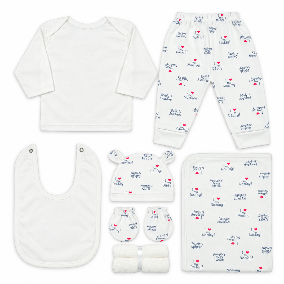 BABY STARTER SET 11 PIECES I LOVE DADDY WHITE