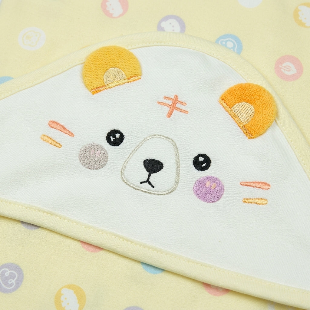 Wrapping Sheet - Thailand Cotton Bear, Yellow | Mami Baby