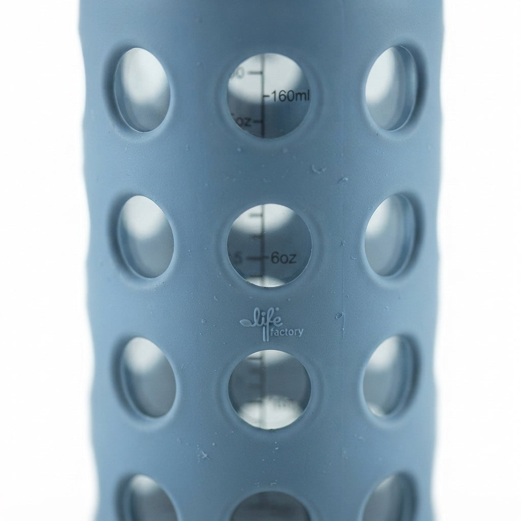 BABY GLASS FEEDER SILICONE COVER BLUE