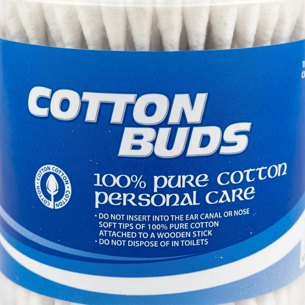 TOPTIP 200PCS COTTON BUDS WOOD ROUND BOX