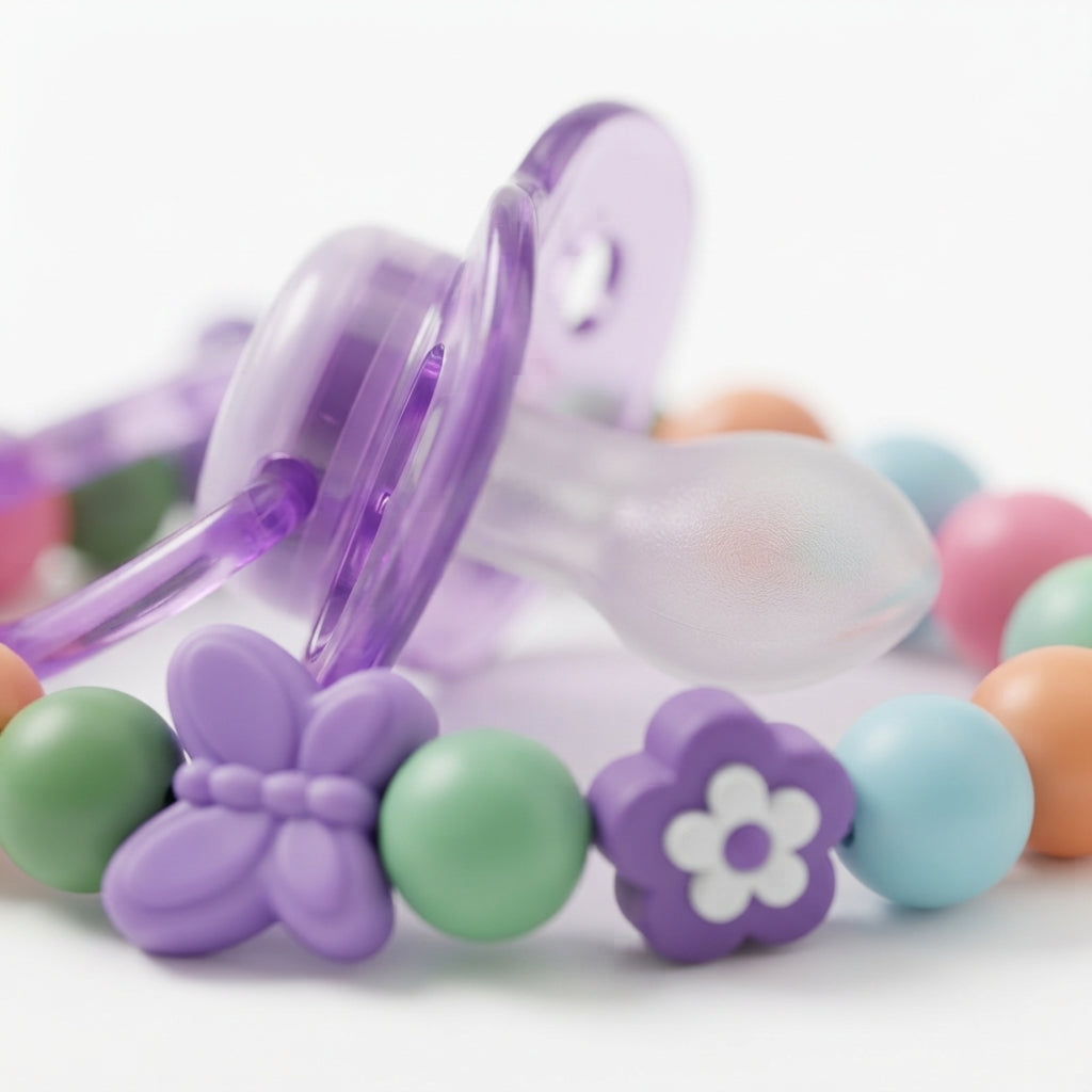 BABY PACIFIER SILICONE WITH CHAIN PURPLE