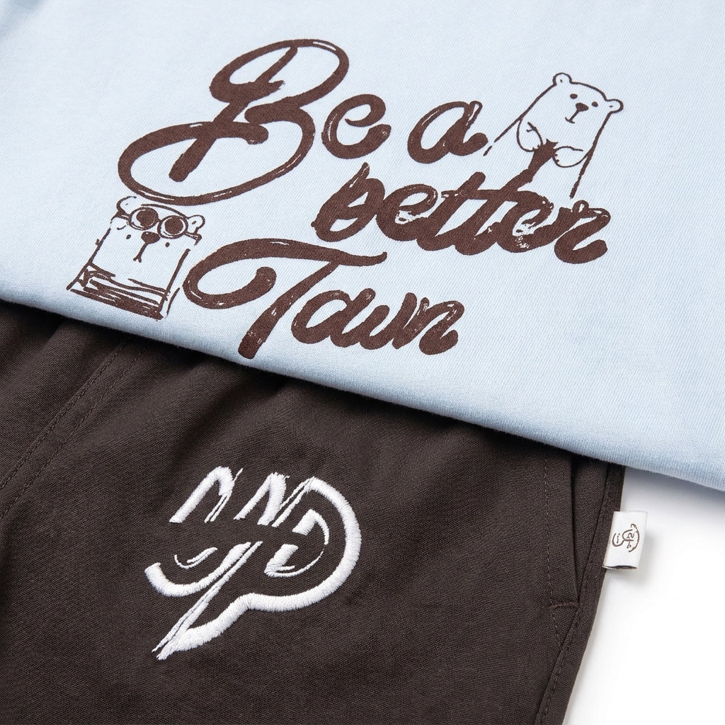 Baby Imported Cotton T-Shirt & Shorts - Sky Blue & Dark Grey