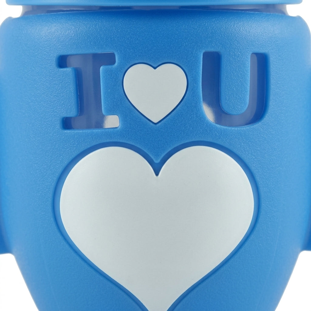 BABY GLASS FEEDER FOOTBALL BLUE
