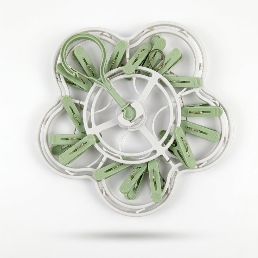 Premium Flower Shape Baby Laundry Hanger 18 Heavy Duty Clips Light Green