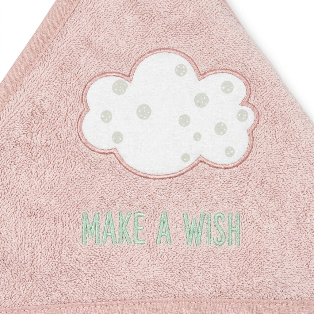 BABY HOODED BATHTOWEL TERRY CLOUD PINK