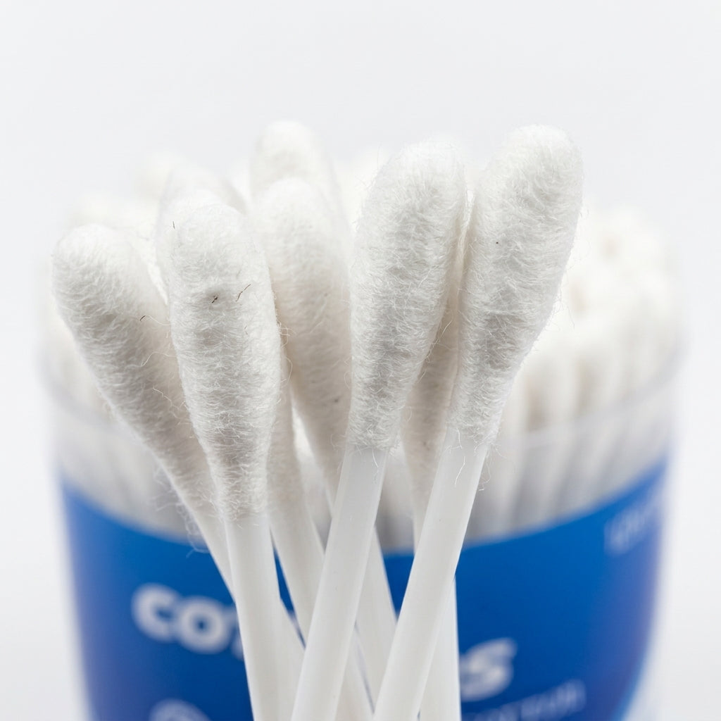 TOPTIP 200PCS COTTON BUDS WOOD ROUND BOX