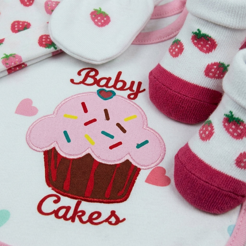 BABY Bib SET 3PCS CAKES PINK