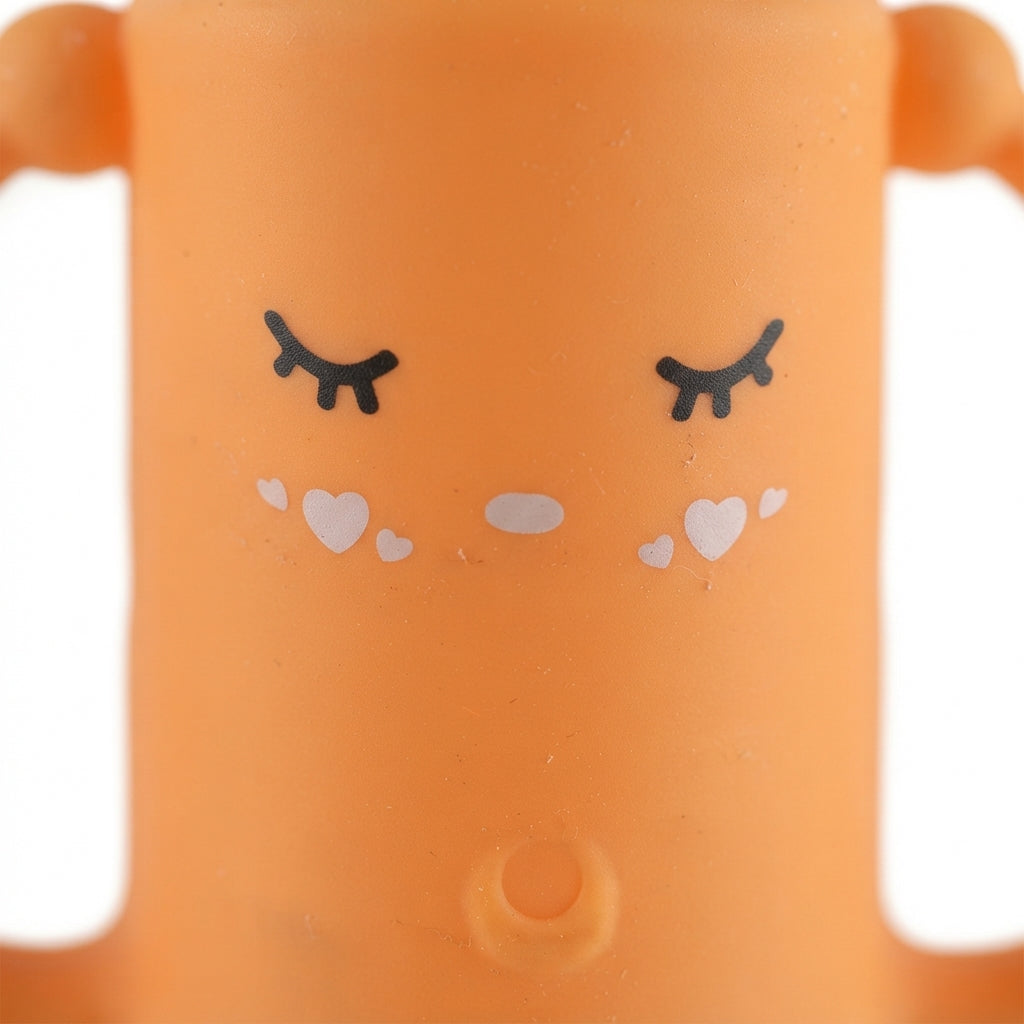 BABY GLASS FEEDER FULL COVER HANDLE ORANGE