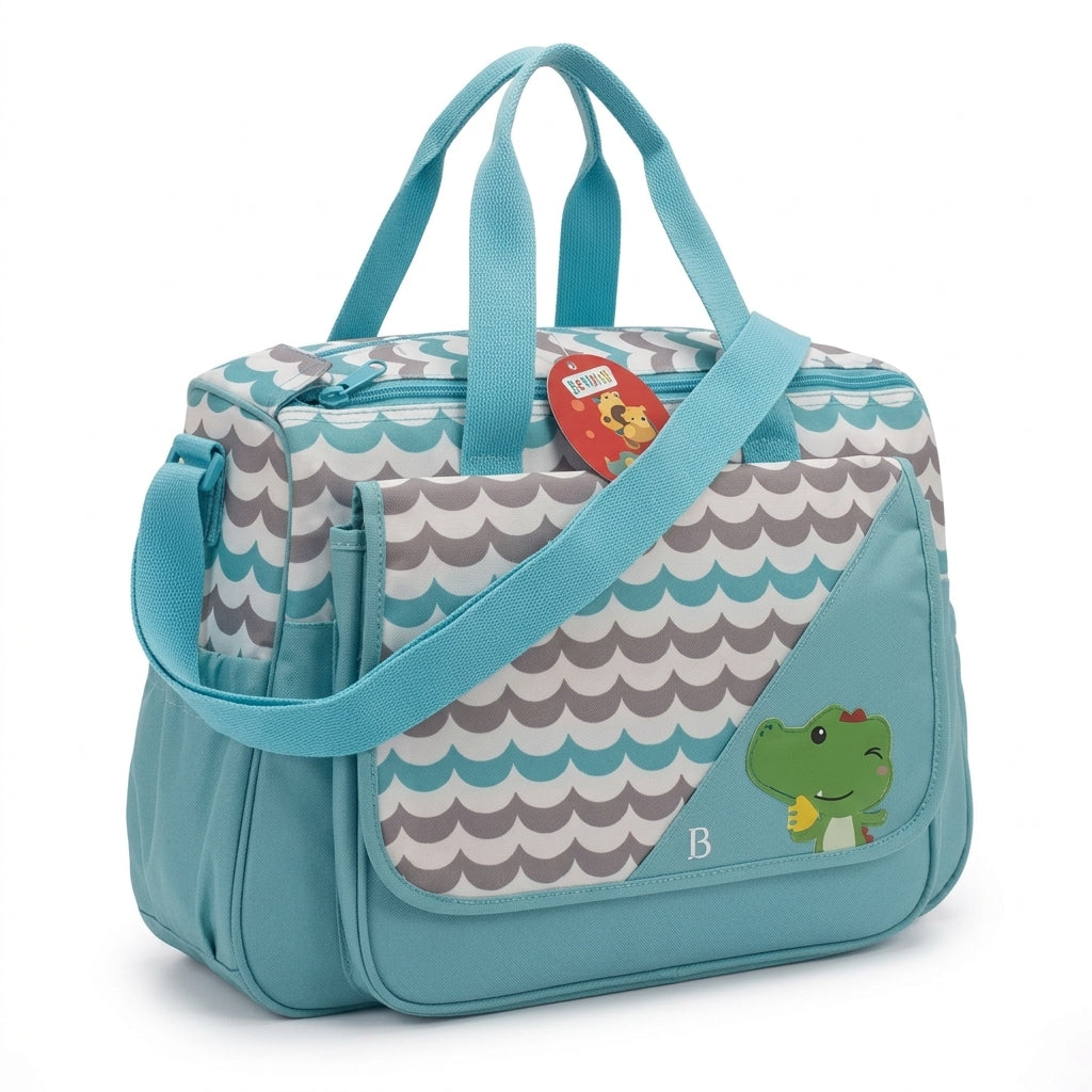 BABY BAG CHINA CUTE DINOSAUR MOTIF CYAN