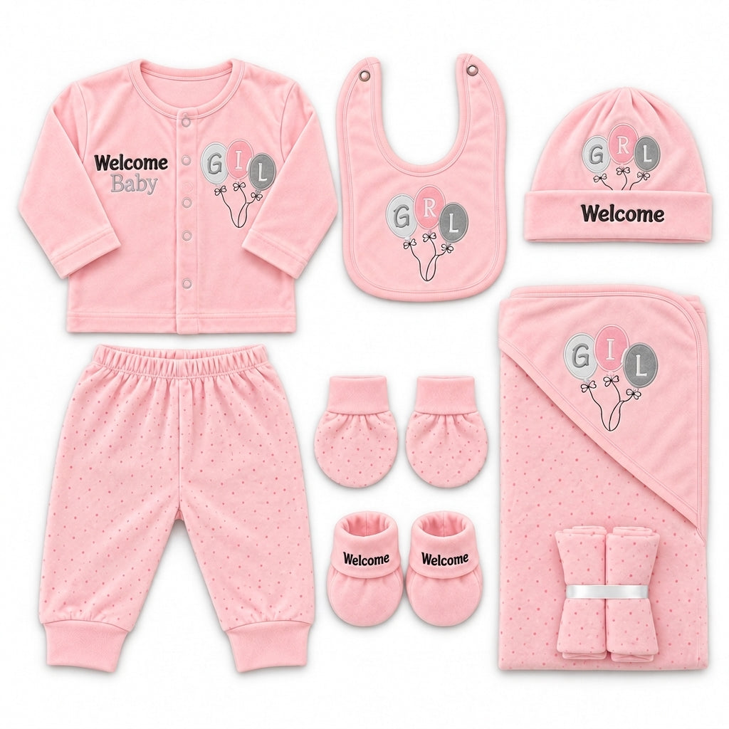 NEWBORN BABY 11 PCS BLOR WELCOME BABY STARTER SET – PINK