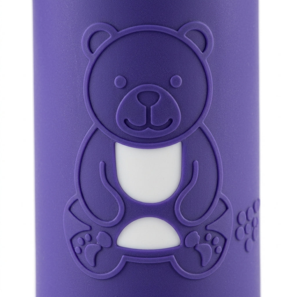 BABY GLASS FEEDER RATTLE CAP PURPLE YES