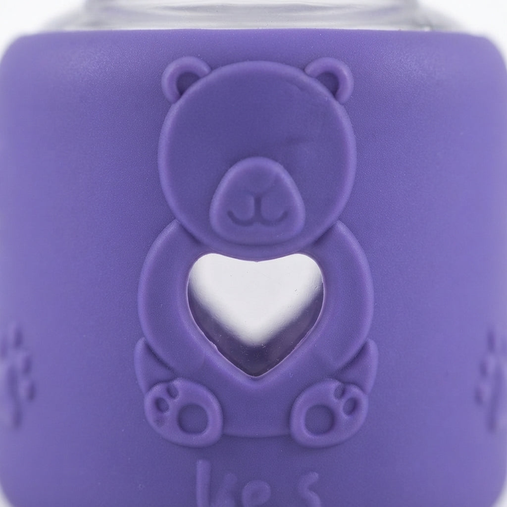 BABY GLASS FEEDER BEAR DARK PURPLE YES