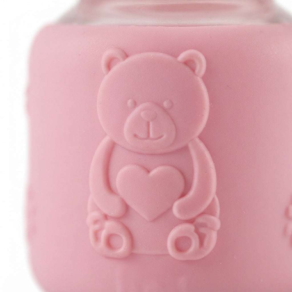 BABY GLASS FEEDER PINK RATTLE CAP YES