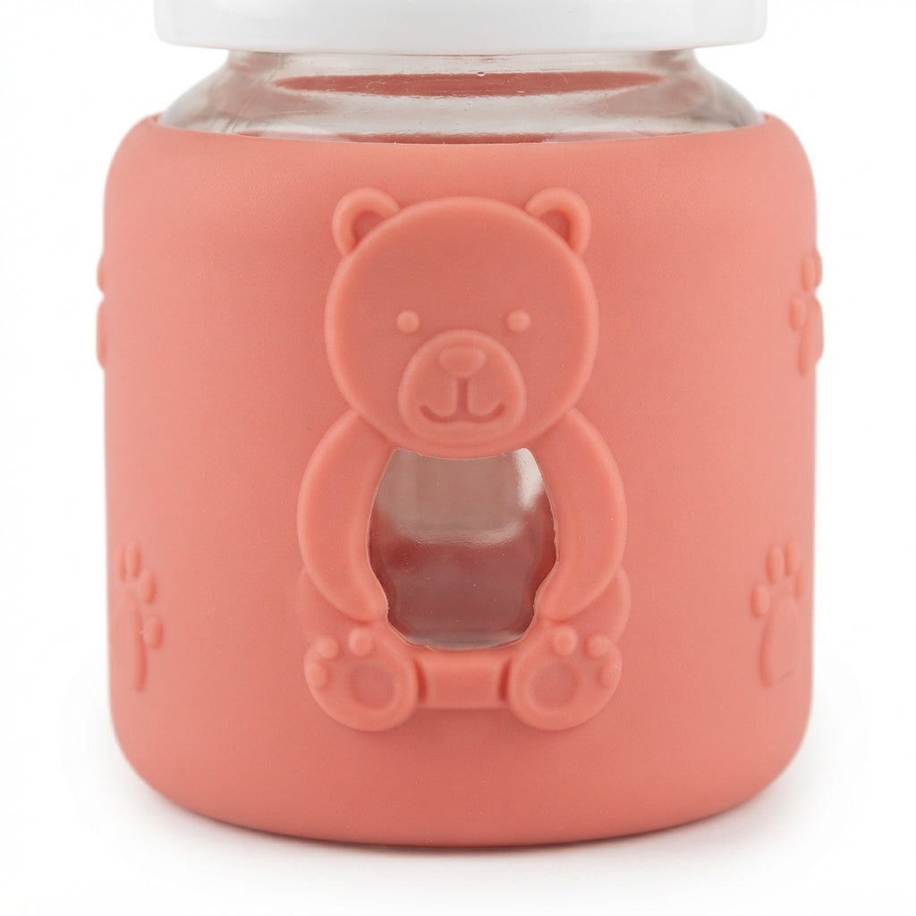 BABY GLASS FEEDER SKIN BROWN RATTLE CAP YES