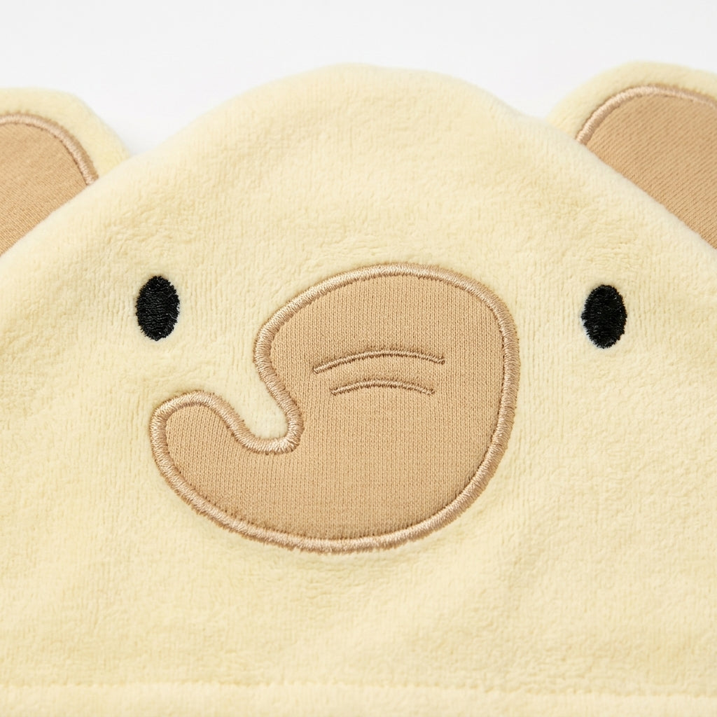 BABY HOODED BATH TOWEL 1PCS ELEPHANT SKIN BROWN