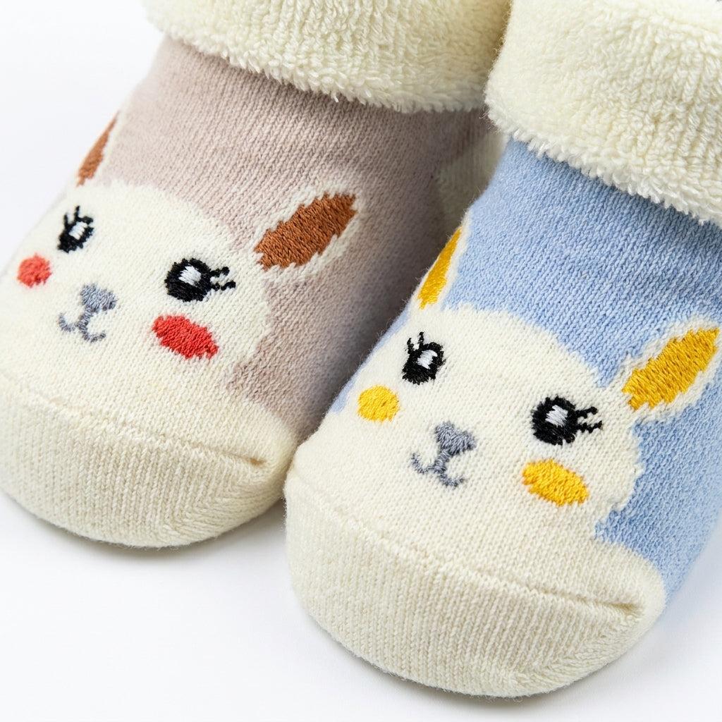 2 PACK TERRY COTTON SOCKS SKY BLUE & BEIGE (1-2 YEARS)