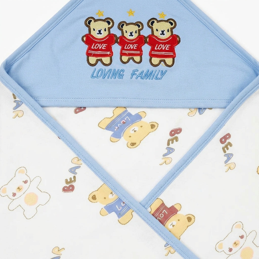 BABY WRAPPING SHEET LOVING FAMILY BEAR BLUE